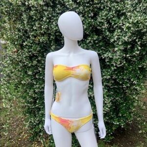 💋NWT SISSTREVOLUTION 2 Piece Floral Print Bandeau Hipster Bikini Size XS